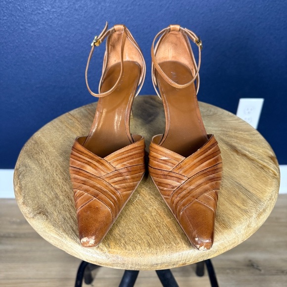 Aldo "Dolliver" Tan Leather Pointed Heels with Ankle Strap, Size EU 40 (US 9) - Picture 6 of 8